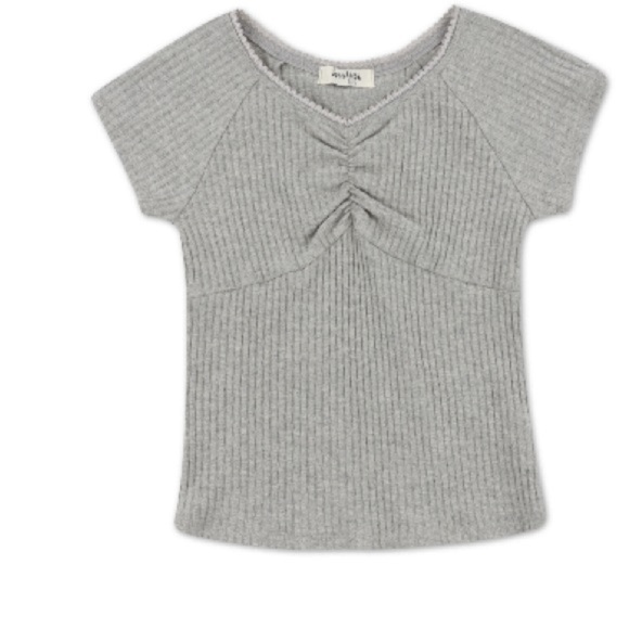 Speechless Big Girls Cinched Detail Knit
Ribbed V-neck Top -Heather Gray, shirt - Picture 3 of 6